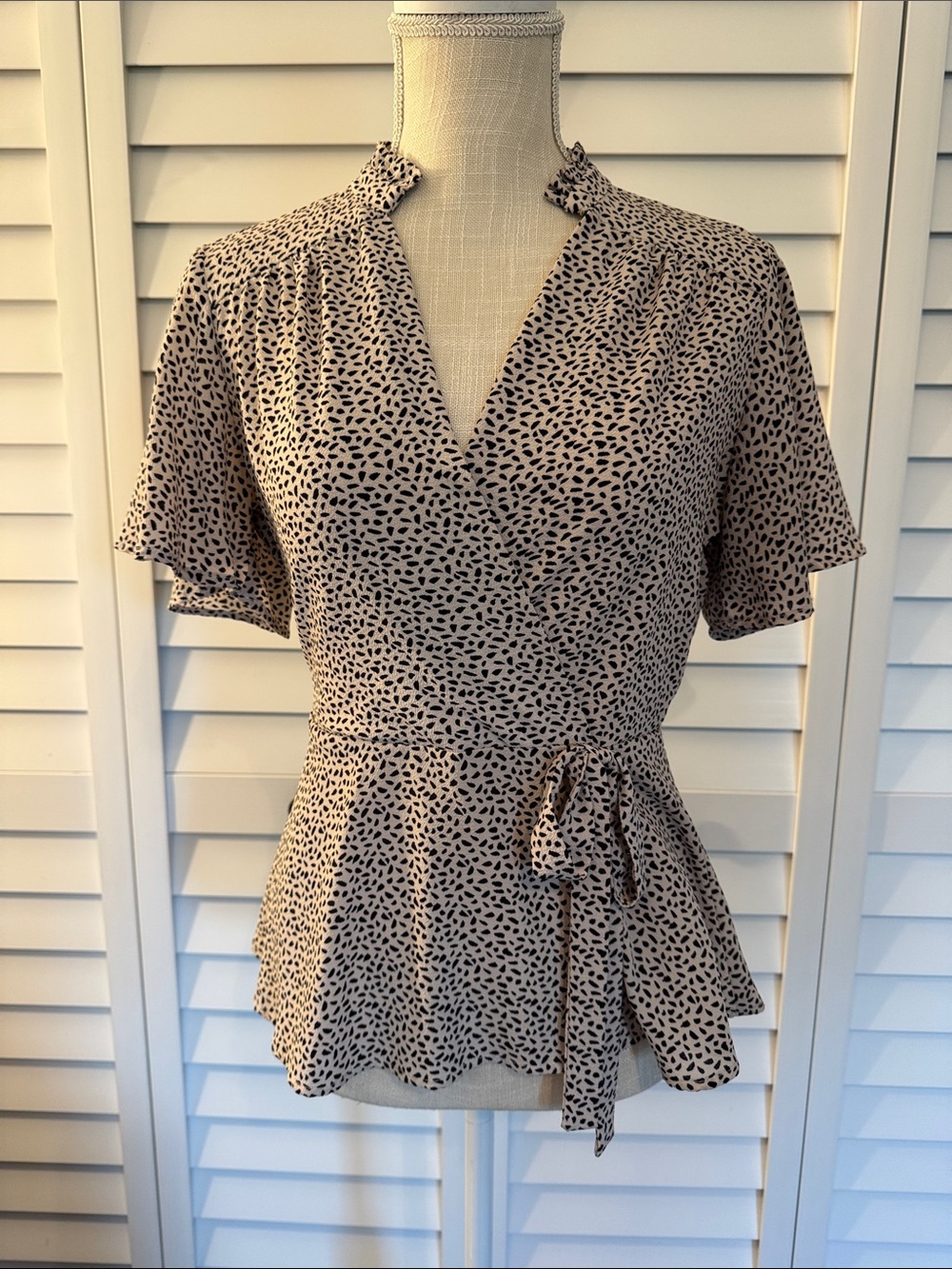 Monteau Faux Wrap Peplum Blouse